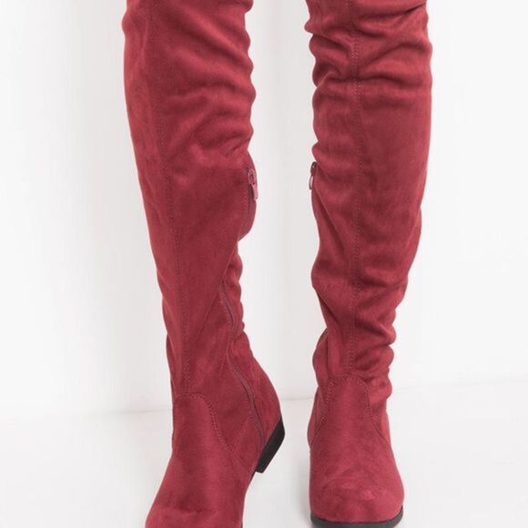 Celia Wine Unique Tall Suede Stretch Knee Boot Size 6.5 Brand New. - Picture 1 of 8